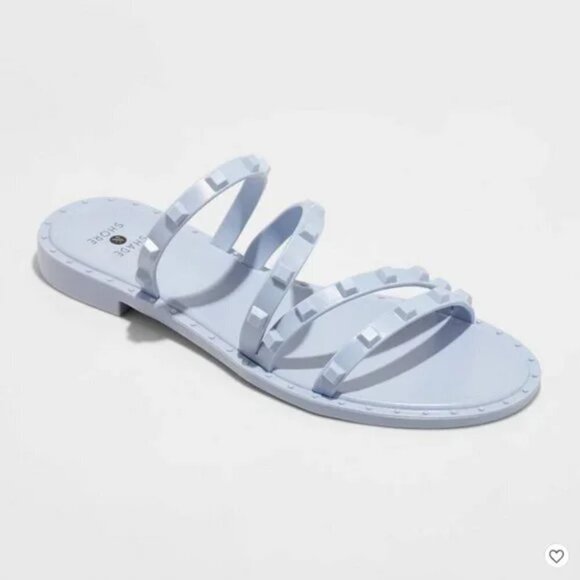 SHADE & Shore Sandals Blue Liv Jelly Slide Spring Summer Womens Size 7 - Picture 1 of 5